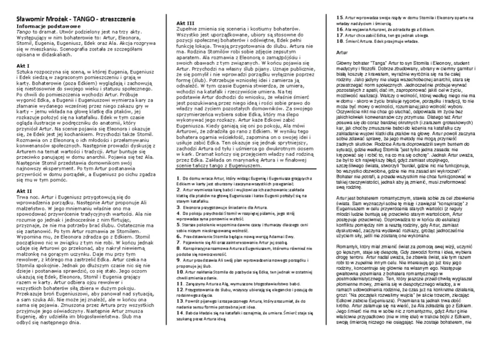 Tango - Edek - dlaczego prostak przejmuje władzę? Analiza Mrożka